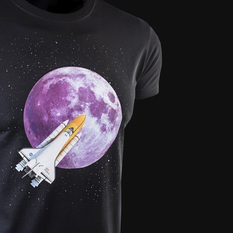 Herren T-Shirt Schwarz – Moon Mission - 03