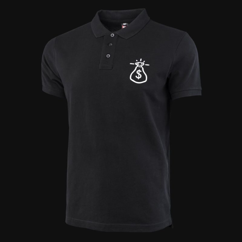 Herren Poloshirt schwarz mit Kragen Money Bag - 02