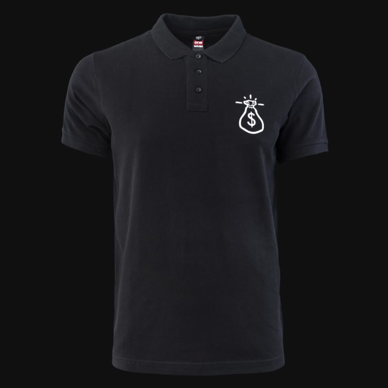 Herren Poloshirt schwarz mit Kragen Money Bag