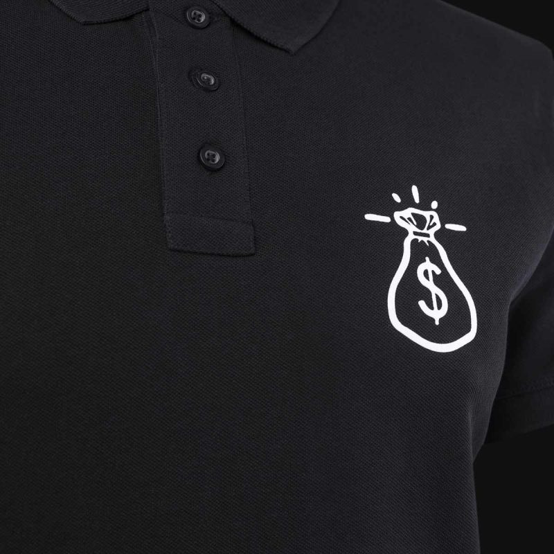 Herren Poloshirt schwarz mit Kragen Money Bag - 03