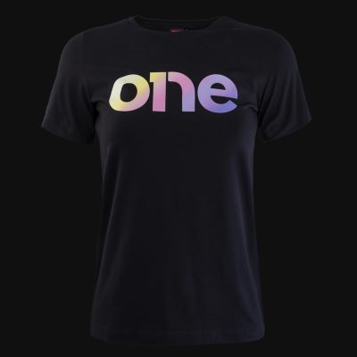 Schwarzes Damen-Slim fit T-Shirt Rainbow One