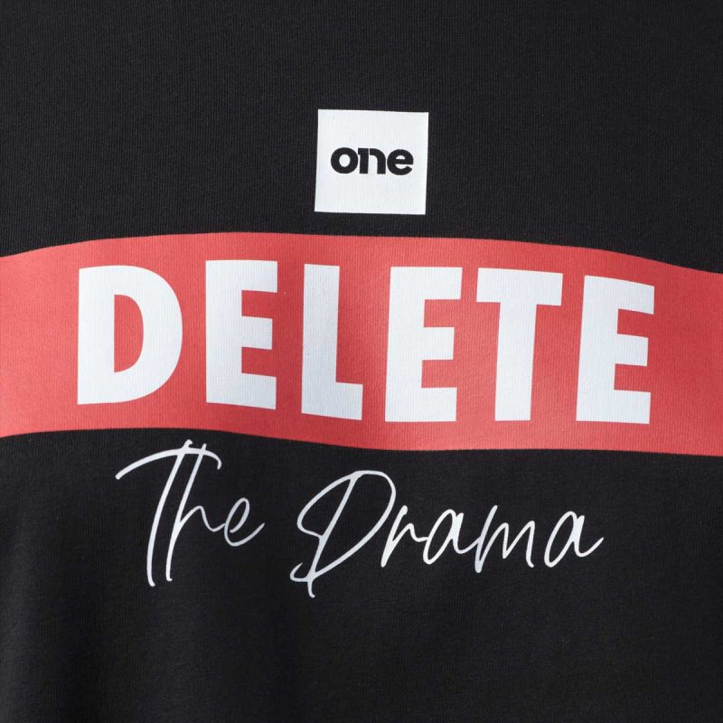 Schwarzes breites Damen T-shirt Delete The Drama - 03