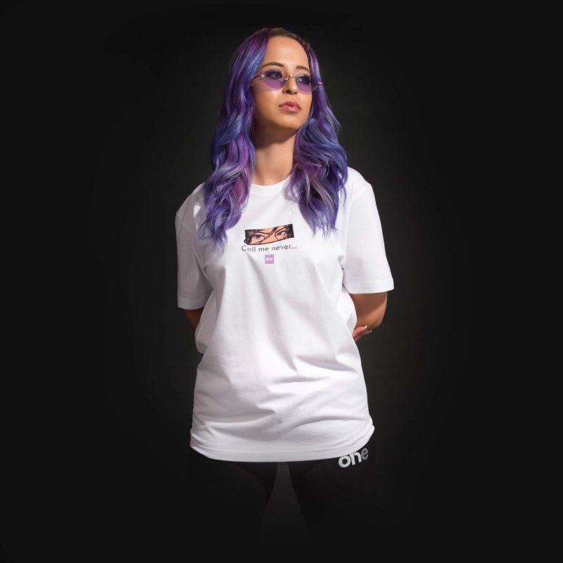 Weißes breites Damen T-shirt Call Me Never