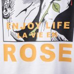Weißes breites Damen T-shirt Red Rose - 04