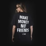 Schwarzes breites Damen T-shirt Make Money