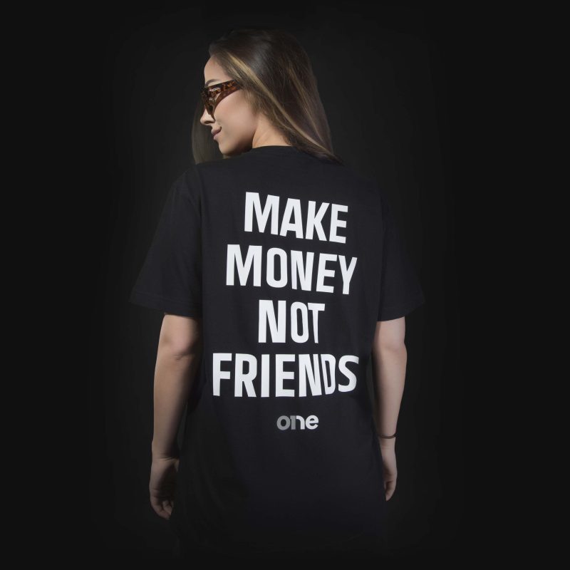 Schwarzes breites Damen T-shirt Make Money