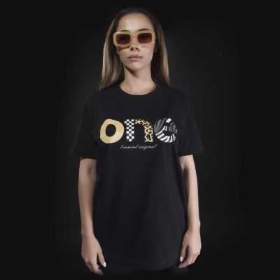 Schwarzes breites Damen T-shirt Posh