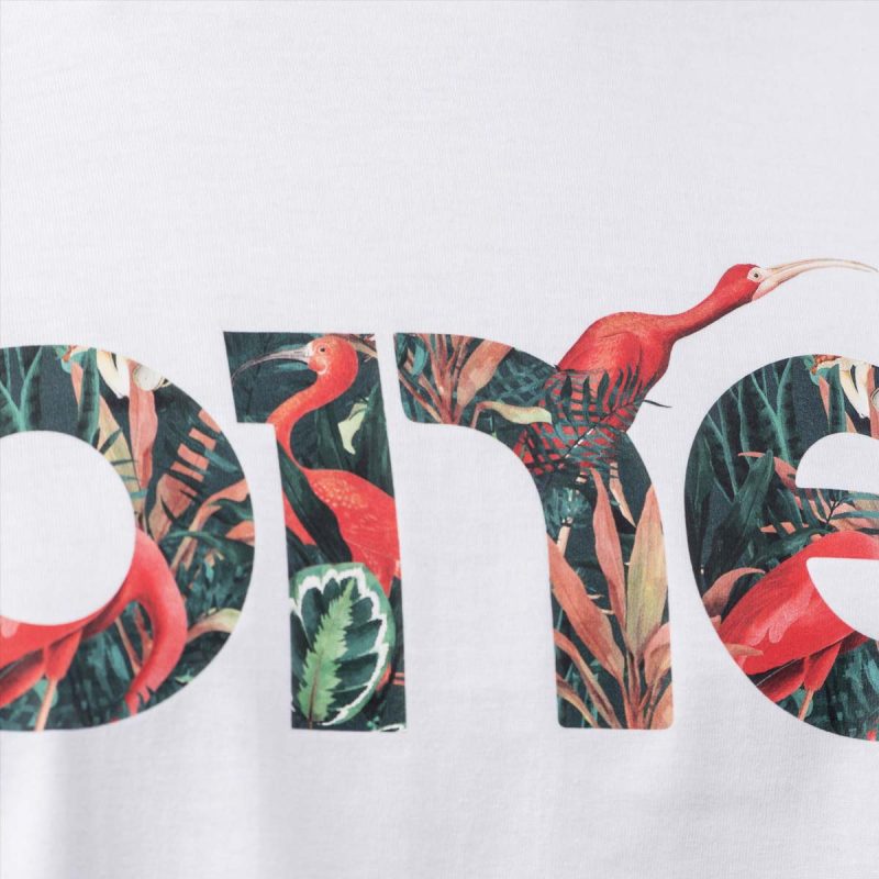 Weißes breites Damen T-shirt Flamingo One - 04