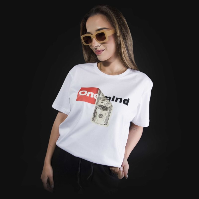 Weißes breites Damen T-shirt One Hundred V.02 - 03