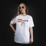 Weißes breites Damen T-shirt One Hundred V.02