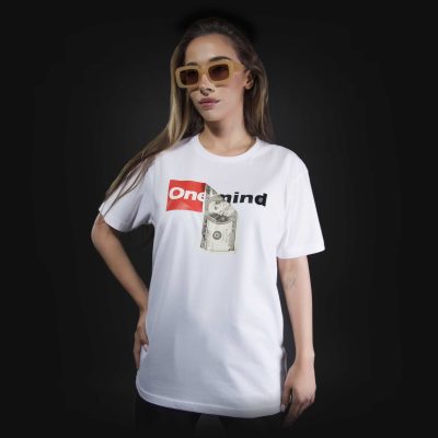 Weißes breites Damen T-shirt One Hundred V.02