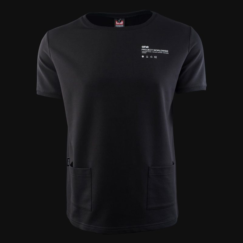 Schwarz Oversized T-Shirt mit Eingrifftaschen - Classic Black