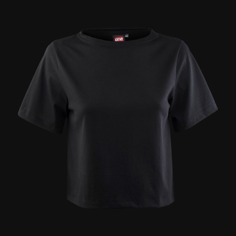 Schwarzes kurzes Damen T-shirt - Beauty Rose - 04