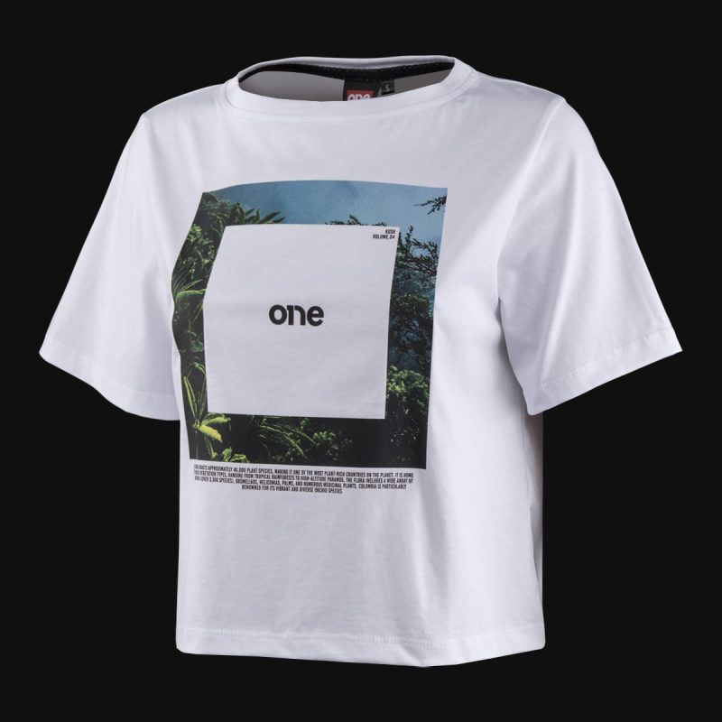 Weißes kurzes Damen-T-Shirt - Square One - 02