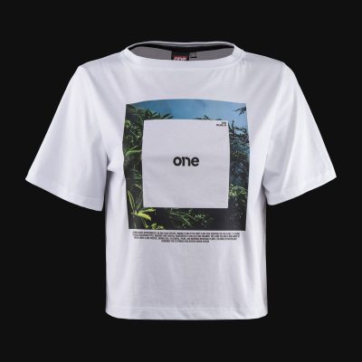 Weißes kurzes Damen-T-Shirt - Square One