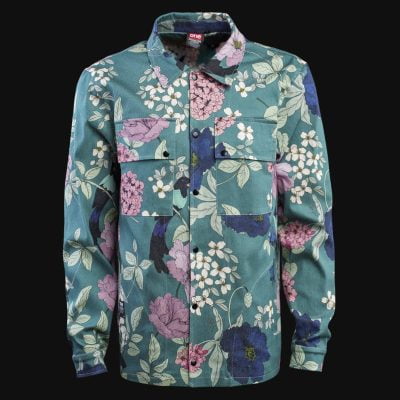 Herren Overshirt mit Knöpfen und Eingrifftaschen - Jungle Dusk