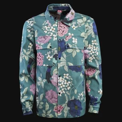 Herren Overshirt mit Knöpfen und Eingrifftaschen - Jungle Dusk
