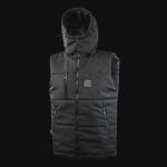 Schwarze Herrenweste mit Kapuze – O1 Black - 02