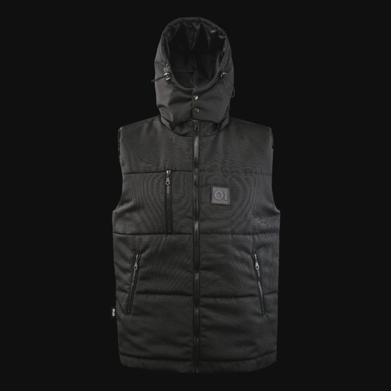 Schwarze Herrenweste mit Kapuze – O1 Black - 04