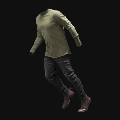 Set Khaki Herren Sweatshirt und Herrenjeans – Metro Moss One