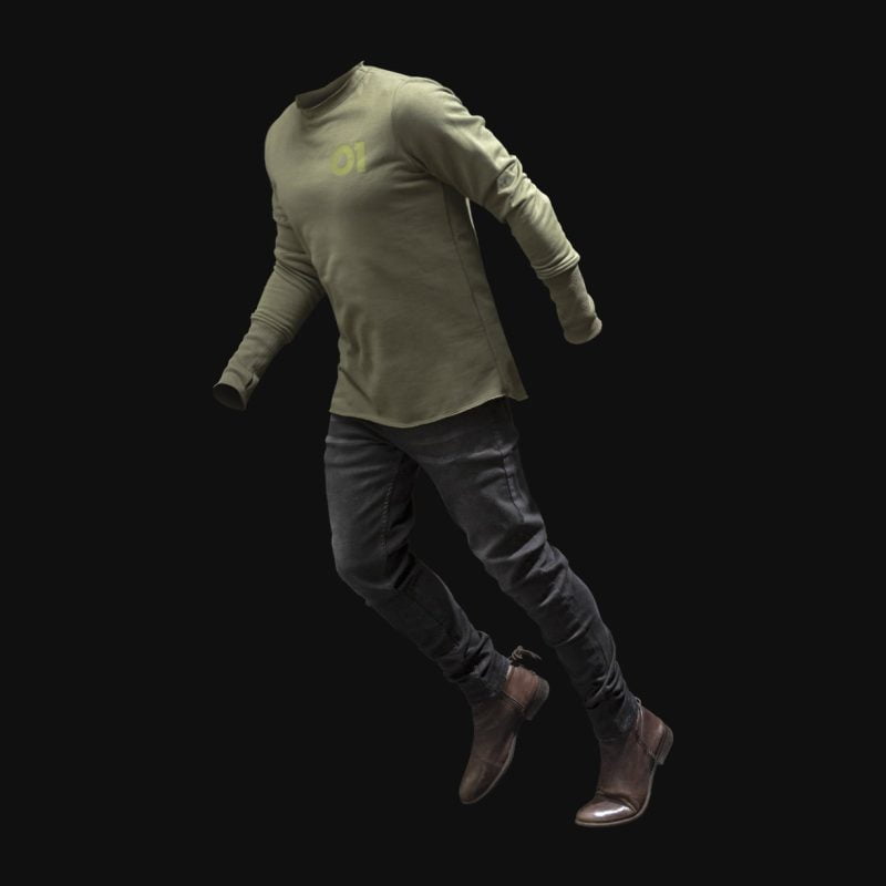Set Khaki Herren Sweatshirt und Herrenjeans – Metro Moss One