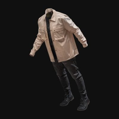 Set Overshirt mit Knöpfen und Eingrifftaschen + Herrenjeans – Eclipse Sands