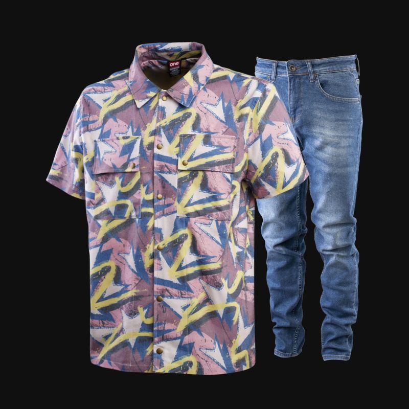Set Overshirt mit Knöpfen und Eingrifftaschen + Herrenjeans – SV One - 02