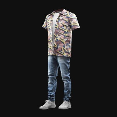 Set Overshirt mit Knöpfen und Eingrifftaschen + Herrenjeans – SV One