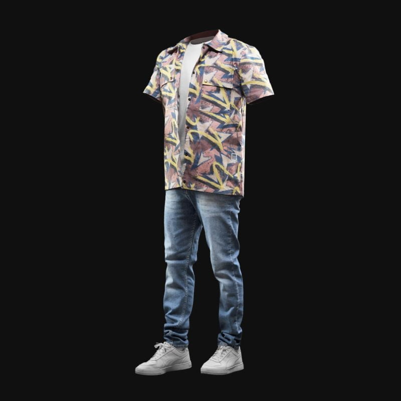 Set Overshirt mit Knöpfen und Eingrifftaschen + Herrenjeans – SV One