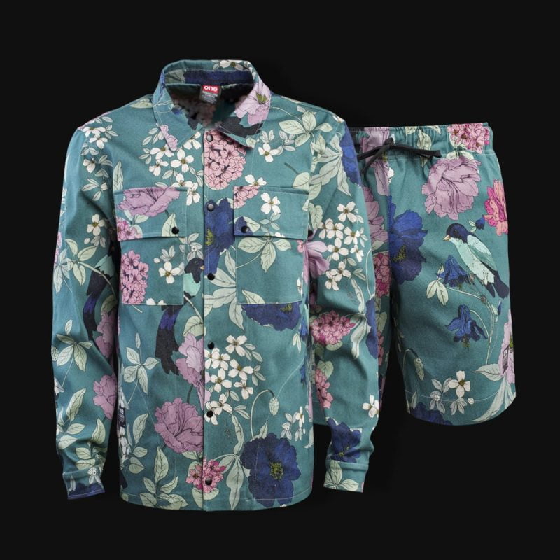 Set Overshirt mit Knöpfen und Eingrifftaschen + Shorts– Jungle Dusk - 02
