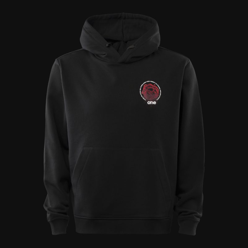 Schwarzes Herren Hoodie – Midnight Rose - 02