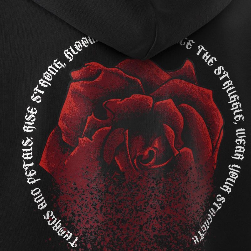 Schwarzes Herren Hoodie – Midnight Rose - 03