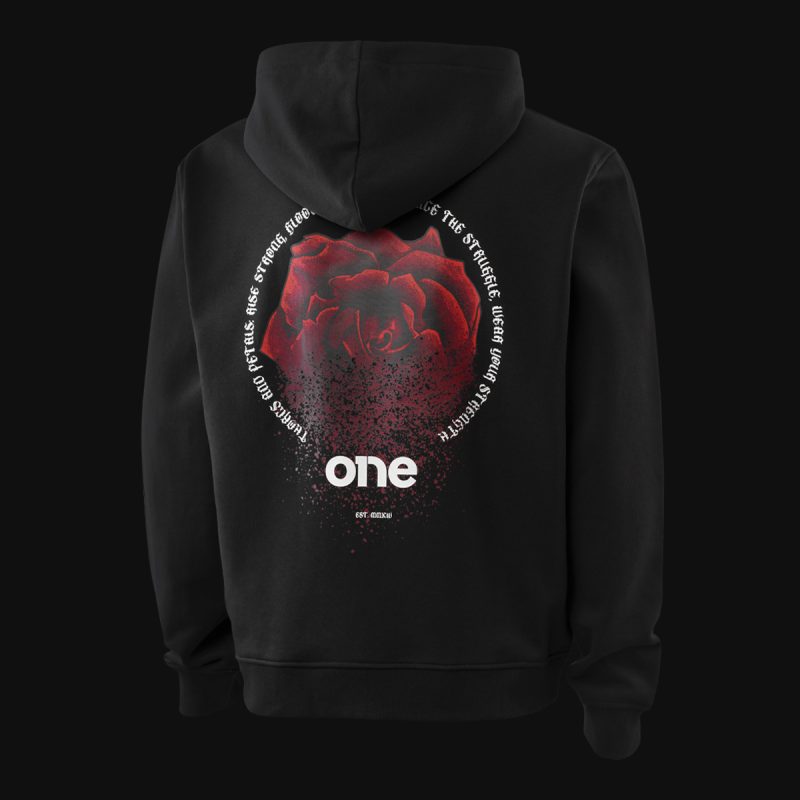 Schwarzes Herren Hoodie – Midnight Rose - 04