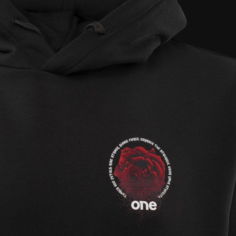 Schwarzes Herren Hoodie – Midnight Rose - 05