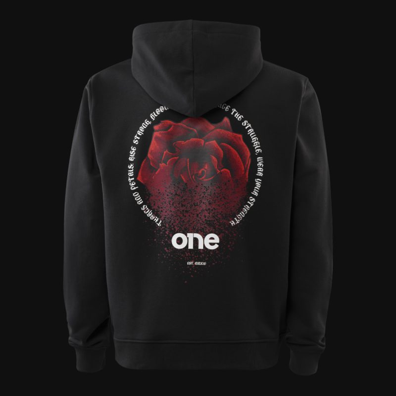 Schwarzes Herren Hoodie – Midnight Rose