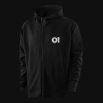 Schwarzes Herren Hoodie mit Reißverschluss - Obsidian O1 - 03