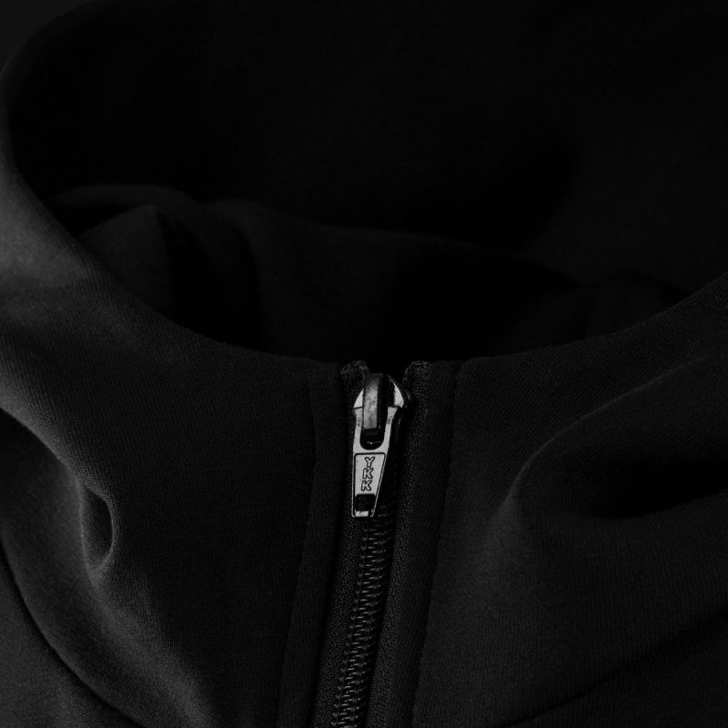 Schwarzes Herren Hoodie mit Reißverschluss - Obsidian O1 - 06