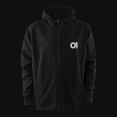 Schwarzes Herren Hoodie mit Reißverschluss - Obsidian O1