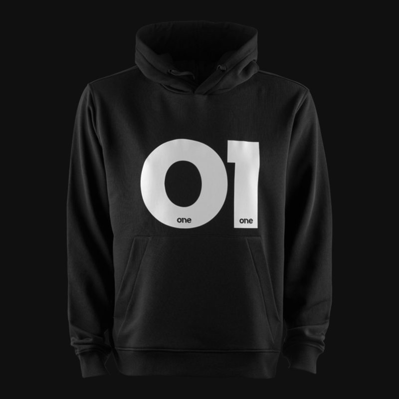 Schwarzes Herren Hoodie – White O1 - 02