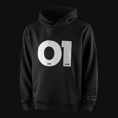 Schwarzes Herren Hoodie – White O1