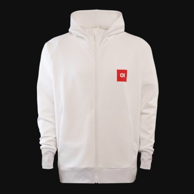 Weißes Herren Hoodie mit Reißverschluss - Crimson Box O1