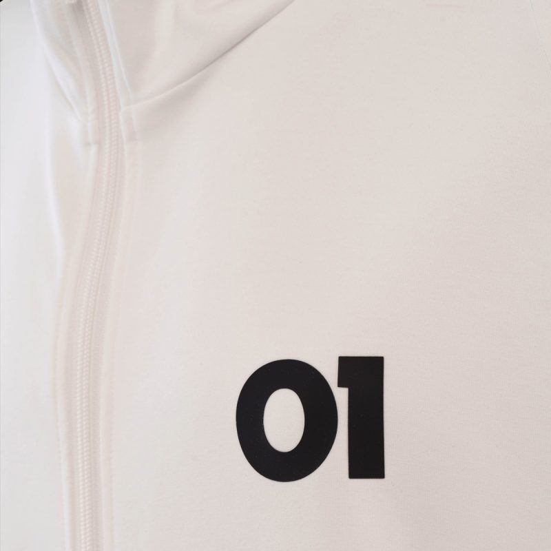 Weißes Herren Hoodie mit Reißverschluss - Halo O1 - 02