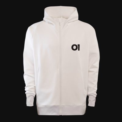 Weißes Herren Hoodie mit Reißverschluss - Halo O1