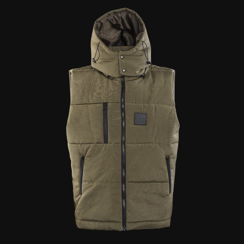 Schwarze Herrenweste mit Kapuze - O1 Khaki - 03