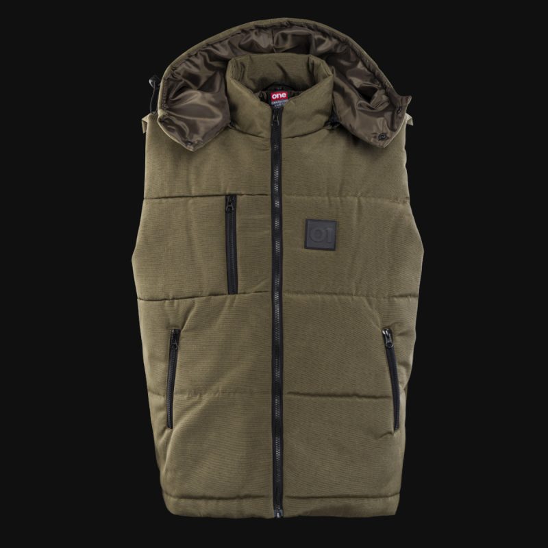 Schwarze Herrenweste mit Kapuze - O1 Khaki