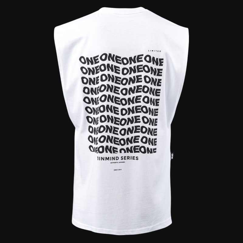 Weißes Herren Muskelshirt - Wave One - 04