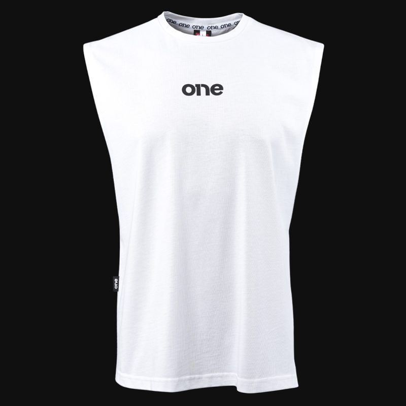 Weißes Herren Muskelshirt - Wave One - 05
