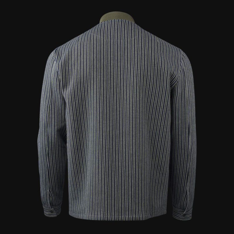 Herren Overshirt mit Knöpfen - Olive Grid - 03