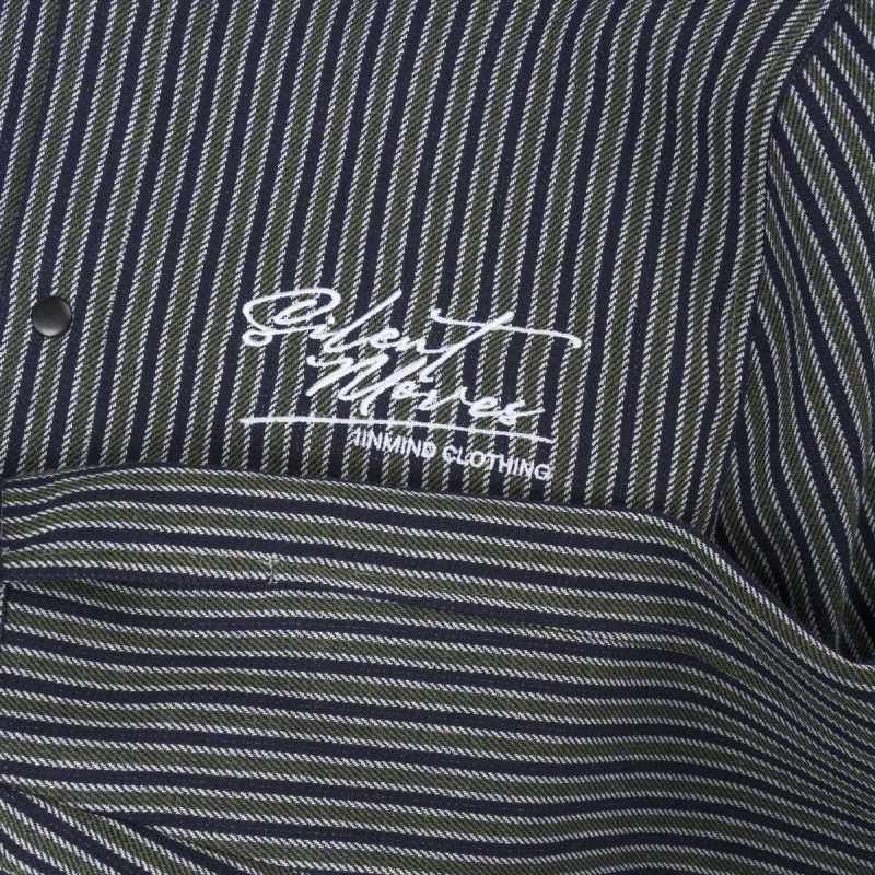 Herren Overshirt mit Knöpfen - Olive Grid - 04