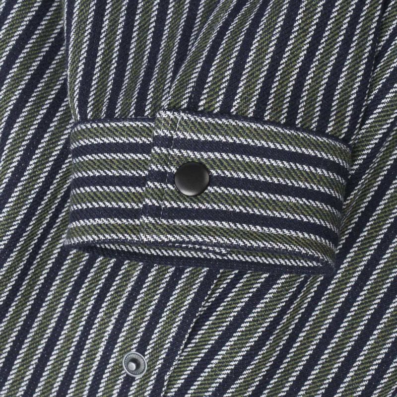 Herren Overshirt mit Knöpfen - Olive Grid - 06